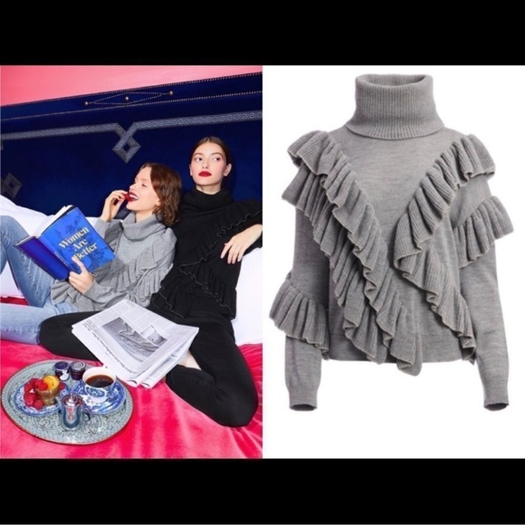 Alice + Olivia Libbie Ruffle Sweater NWT Small - Picture 1 of 9